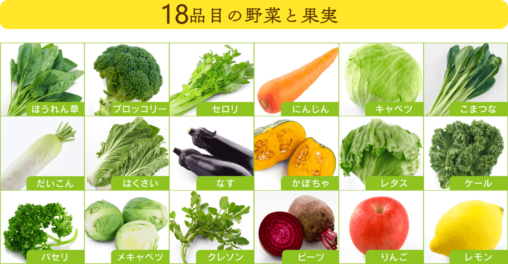 18品目の野菜と果実