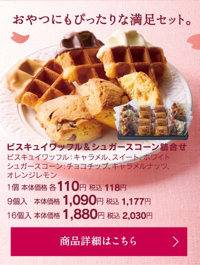 ビスキュイワッフル＆シュガースコーン詰合せ1個本体価格各110円税込118円9個入本体価格1090円税込1177円