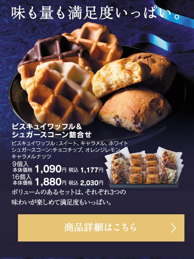 ビスキュイワッフル＆シュガースコーン詰合せ9個入本体価格1090円税込1177円