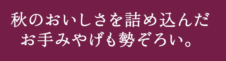 秋のおいしさをつめこんだお手みやげも勢ぞろい。