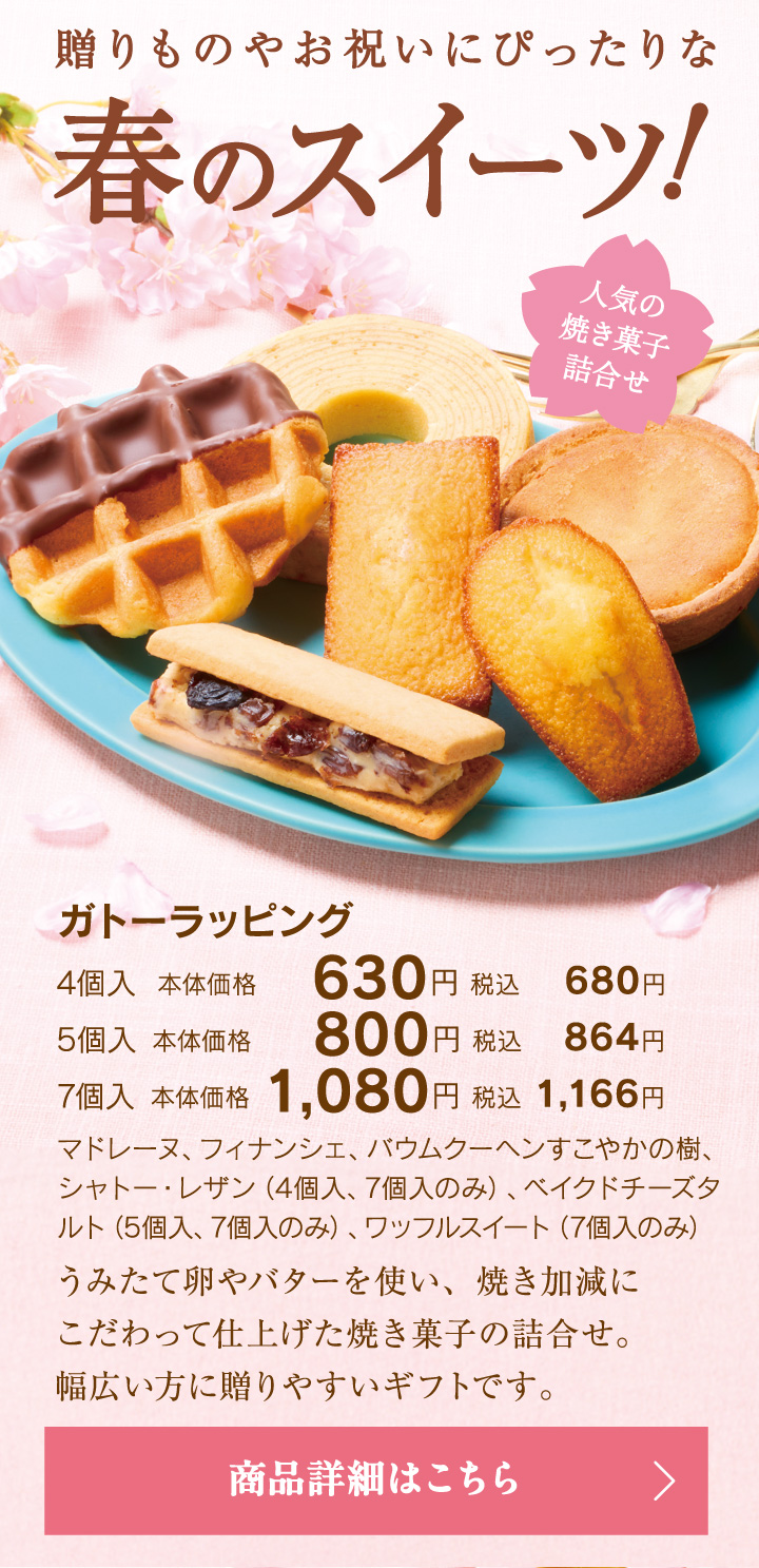 贈り物やお祝いにぴったりな春のスイーツ！ガトーラッピング