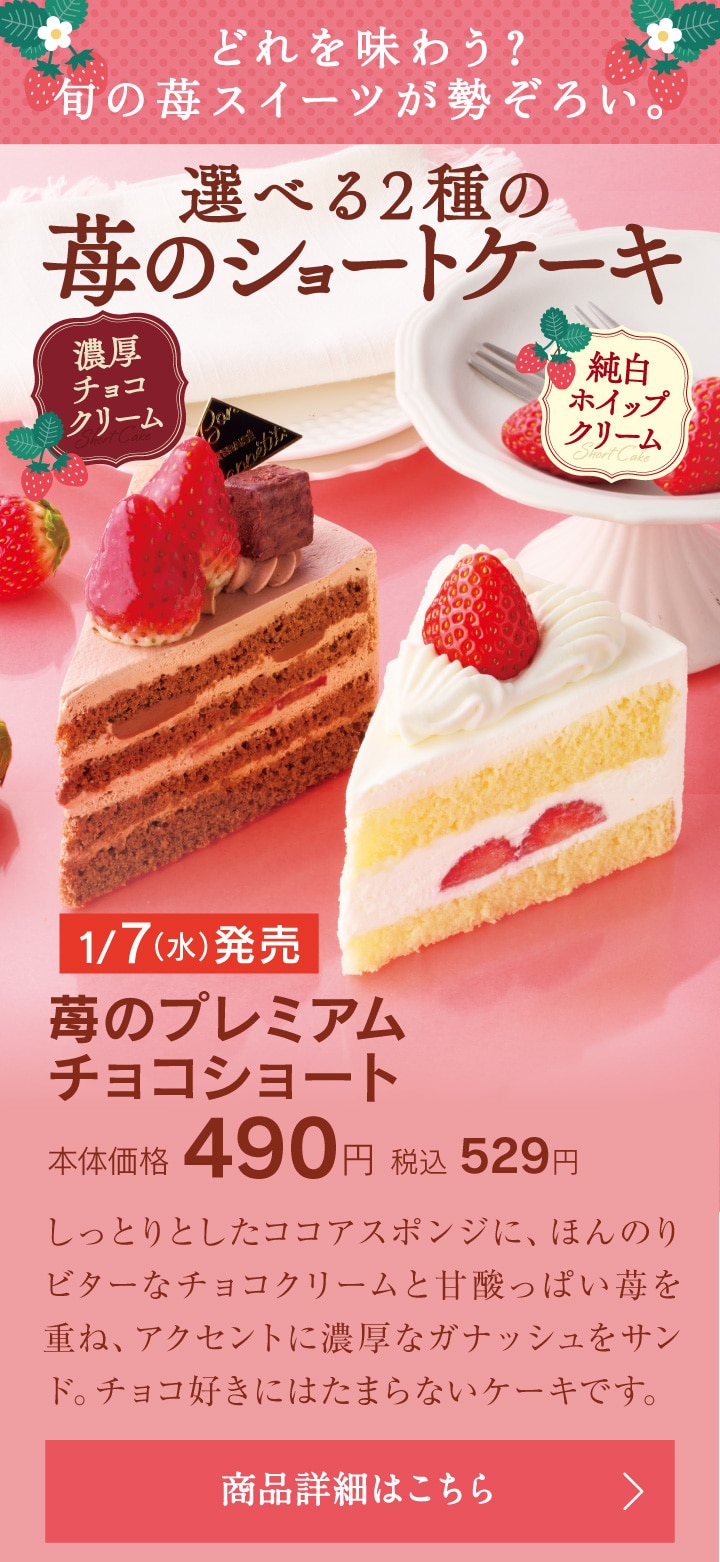 苺のプレミアムチョコショート本体価格490円税込529円