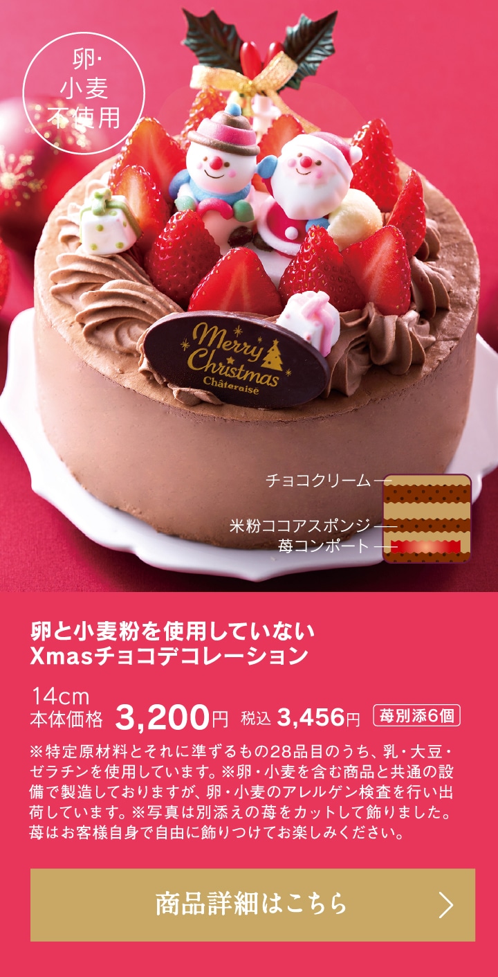 卵と小麦粉を使用していないXmasチョコデコレーション