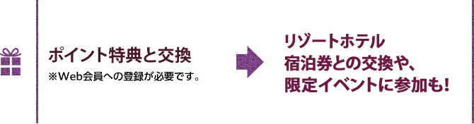 ポイント特典と交換 ※特典によりWeb会員への登録が必要です