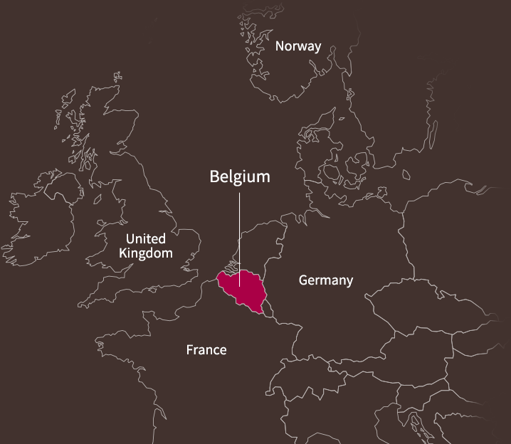 画像：ベルギーの位置を示す地図