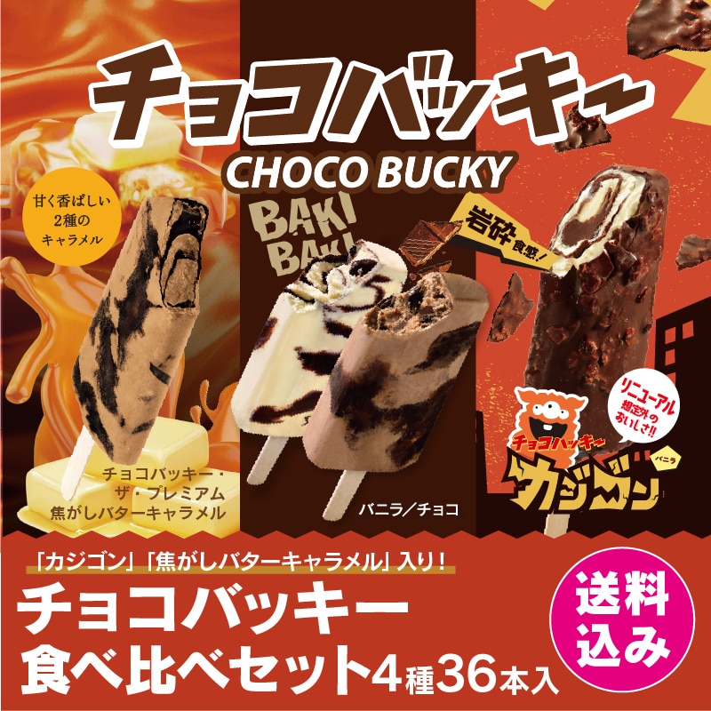 【通販】カジゴン入!チョコバッキー食べ比べセット4種36本入 送料込&ドライアイス付 カジゴン/焦がしバターキャラメル