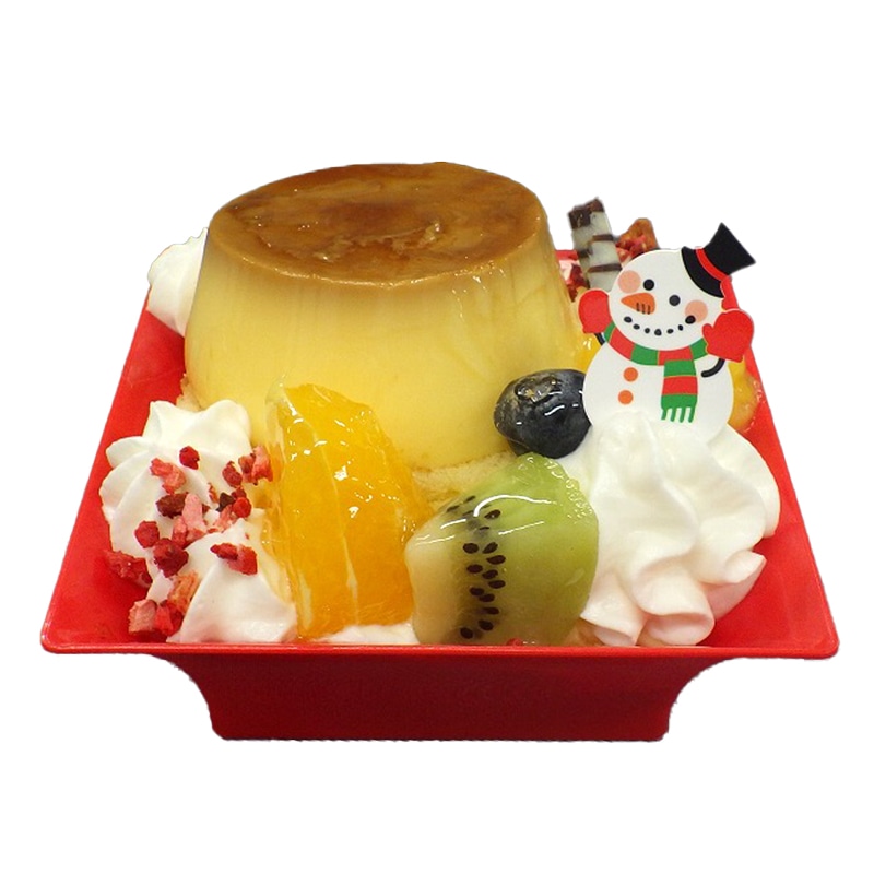 うみたて卵プリンのアラモード ハッピー雪だるま