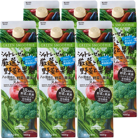 【通販】八ヶ岳周辺で採れた 野菜と果実のスムージー1000g　6本入