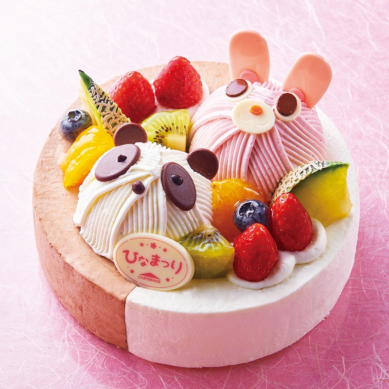 桃の節句 2つの味が楽しめる ハッピーどうぶつデコレーション17cm