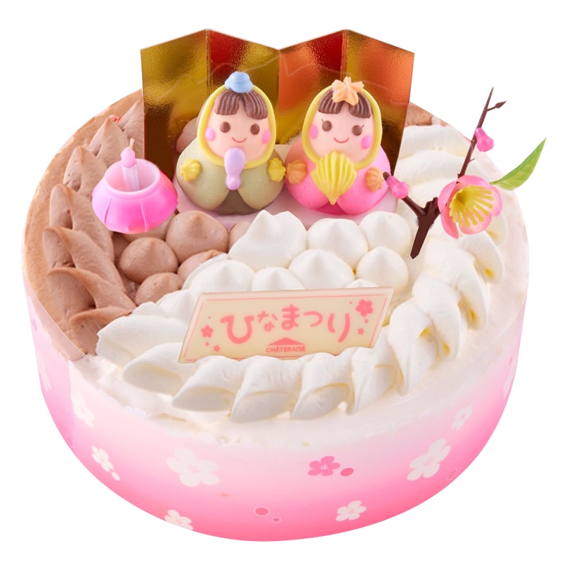 【通販】 桃の節句 2つの味が楽しめるデコレーション17cm（苺なし）