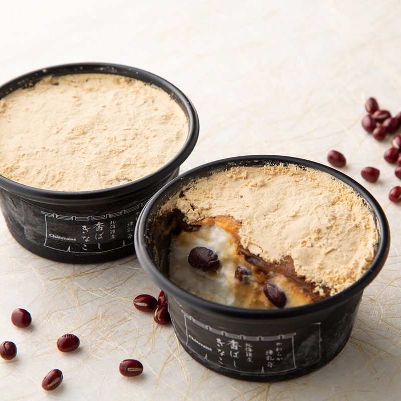 白州名水かき氷Premium やわらか練乳氷 香ばしきなこ 北海道産あずき＆黒蜜使用4個入