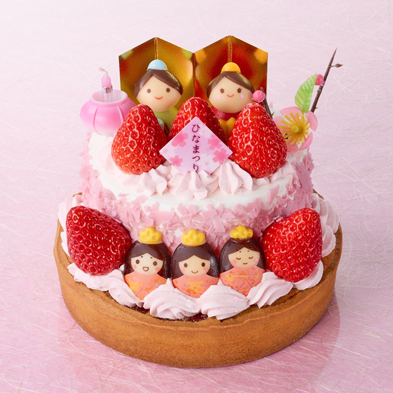 桃の節句 苺の2段タルトデコレーション