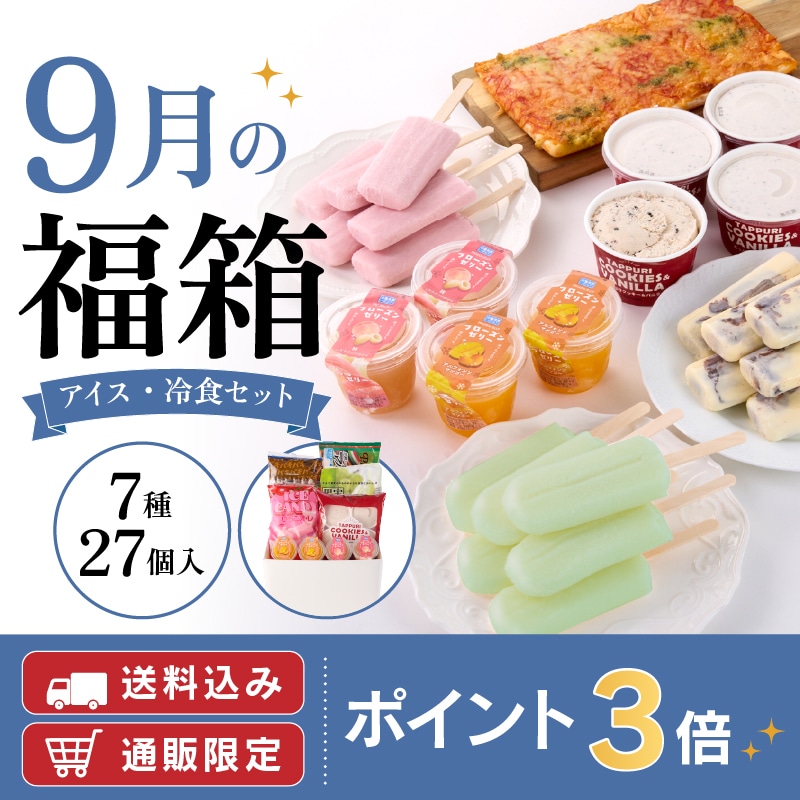 【通販】9月の福箱アイス・冷食セット 7種27個入 ドライアイス付き(送料込み)
